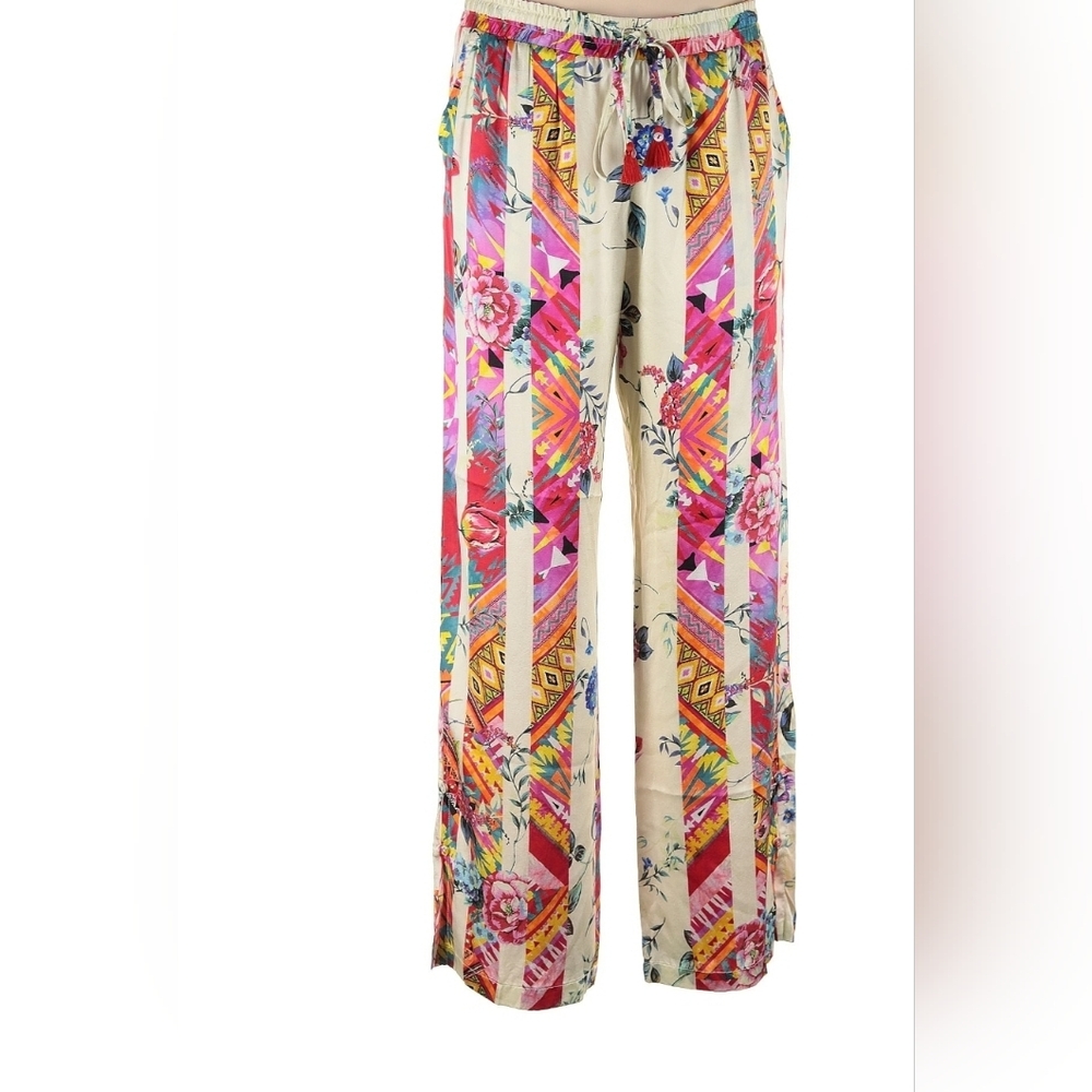 Johnny Was Multicolor Printed Cropped Wide-Leg Pants - Picture 6 of 9